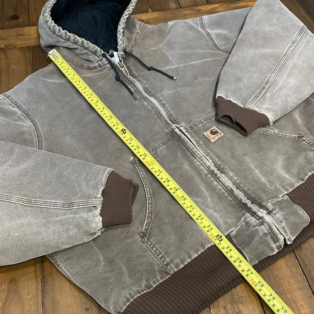 VTG Carhartt J130 CHT Sandstone Active Jacket Mens 2XL Brown Distressed Hooded